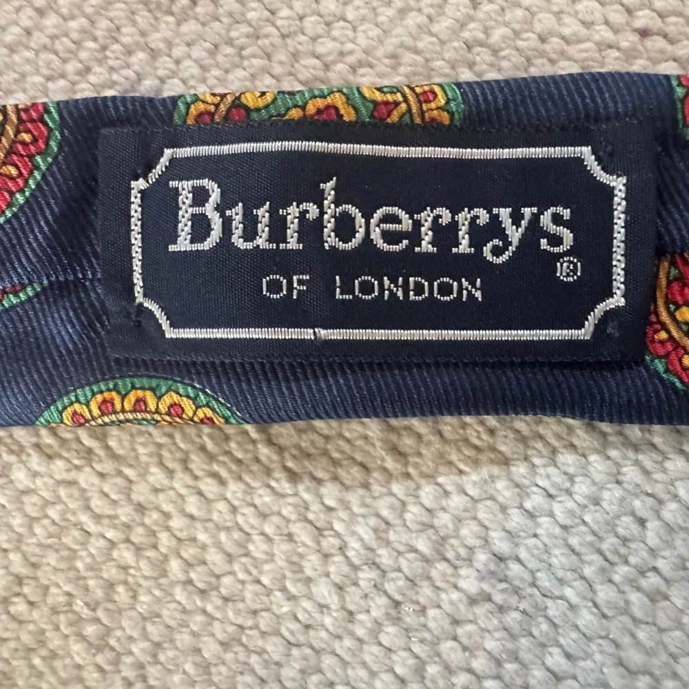 Burberry Navy Tie with Red and Gold Medallions - Picture 2 of 5